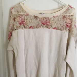Floral lace white shirt
